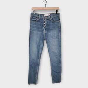 RE/DONE Comfort Stretch High Rise Ankle Crop Jeans Mid 70s Blue Womens 29